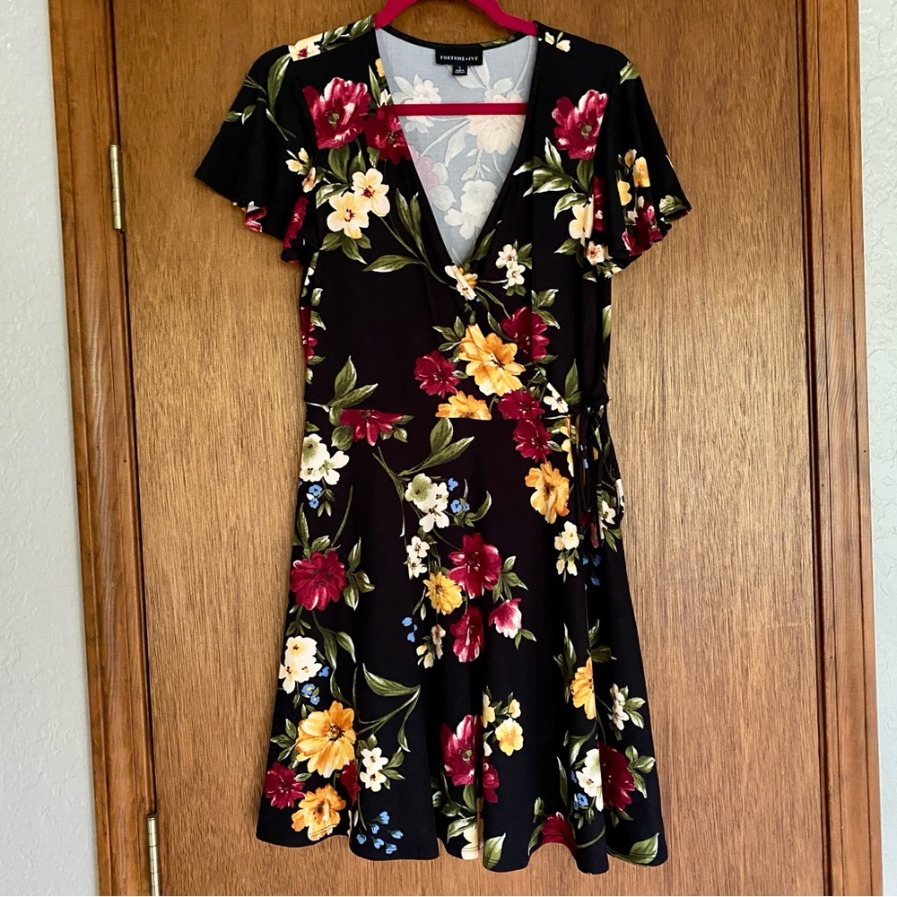 FORTUNE + IVY Kegan Faux Wrap Brushed Knit Dress